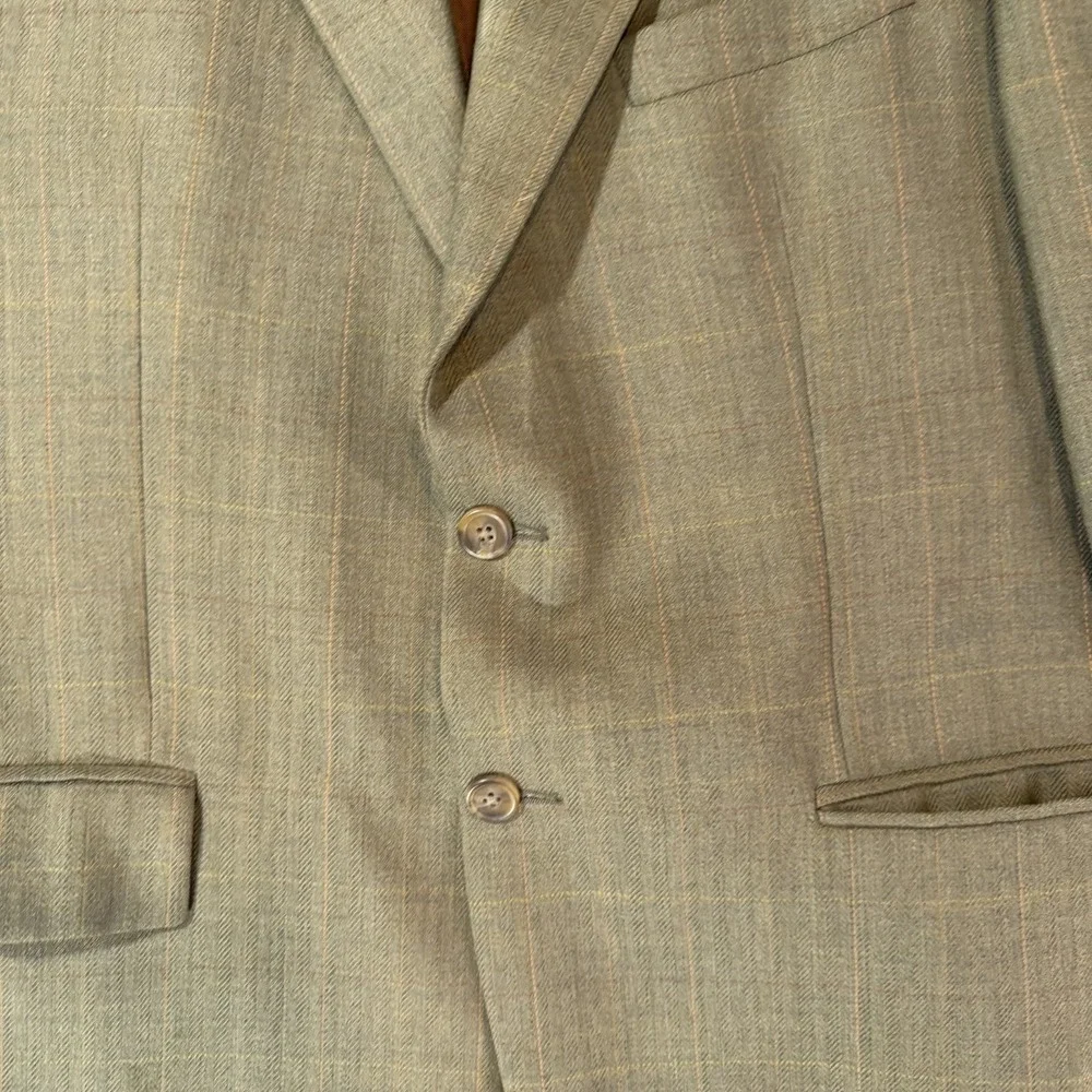 VTG Chaps Ralph Lauren Mens 42R Brown Plaid Two Button Blazer Wool Sport Coat